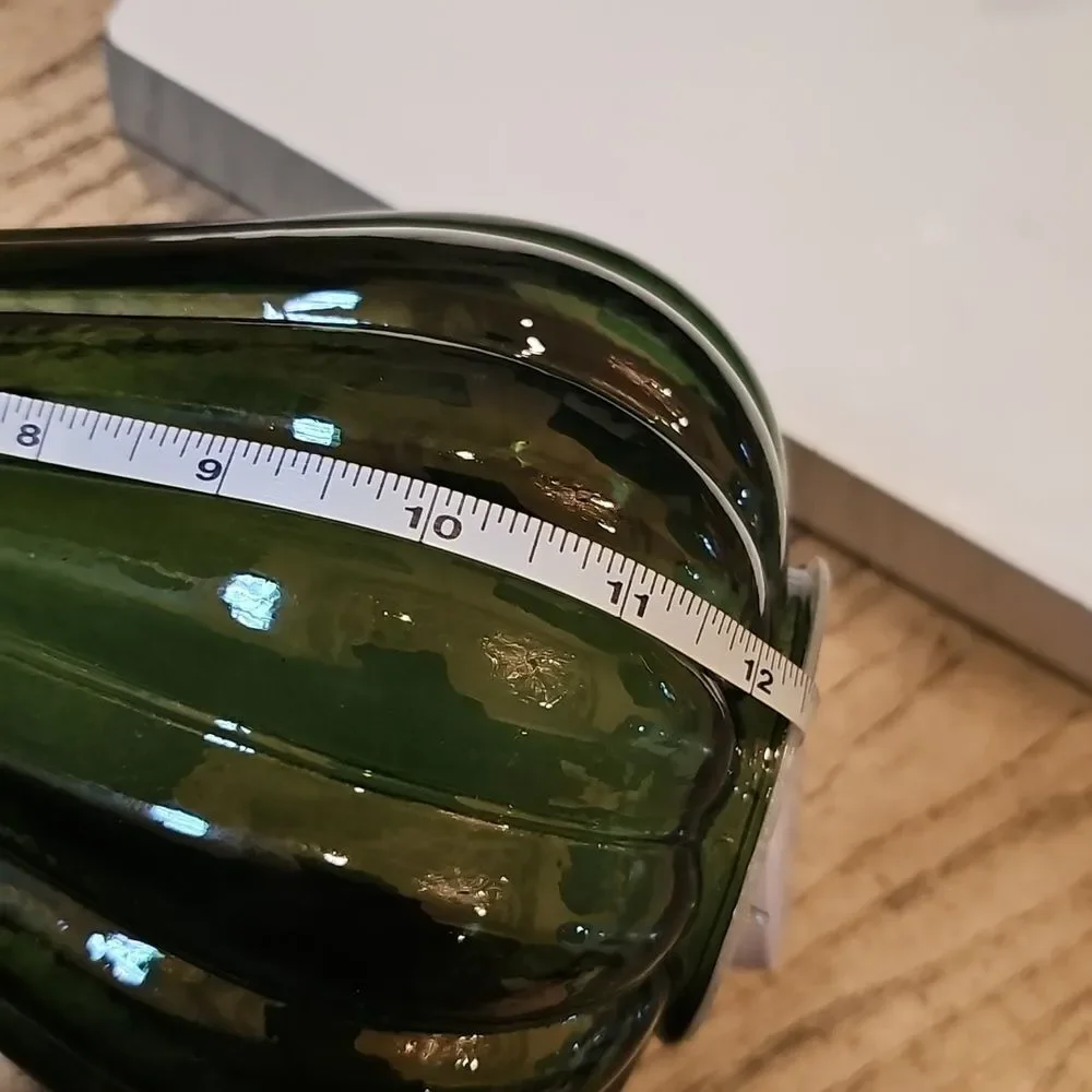 Green Glass Pumpkin Candle Holder